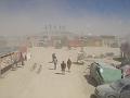 Center Camp in a dust storm from atop the cherry picker